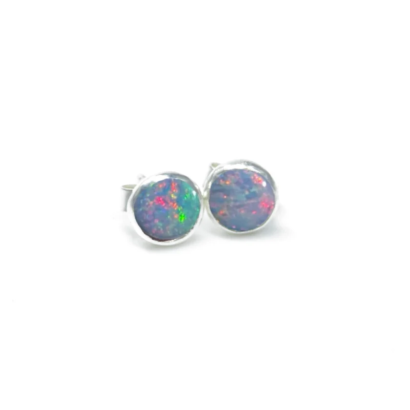 sterling silver and 5mm Opal Doublet earrings